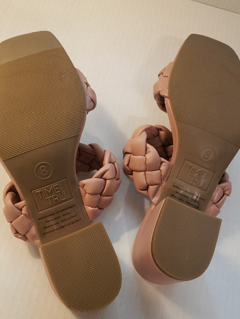 Time and Tru Braided Double-Strap Slide Sandals in Blush - Picture 6 of 6